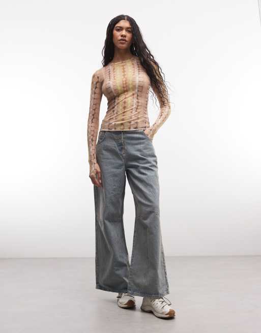 AFRM – Kaylee – Beige, prickig topp i mesh med långa ärmar och rund halsringning, 2 av 4