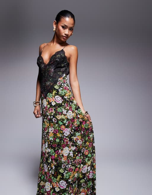 AFRM lace combo maxi dress in multi floral