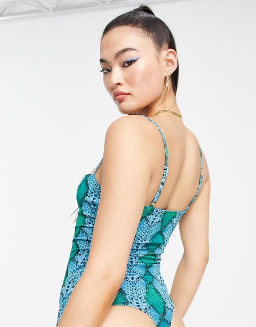 Green Snake Print Bodysuit