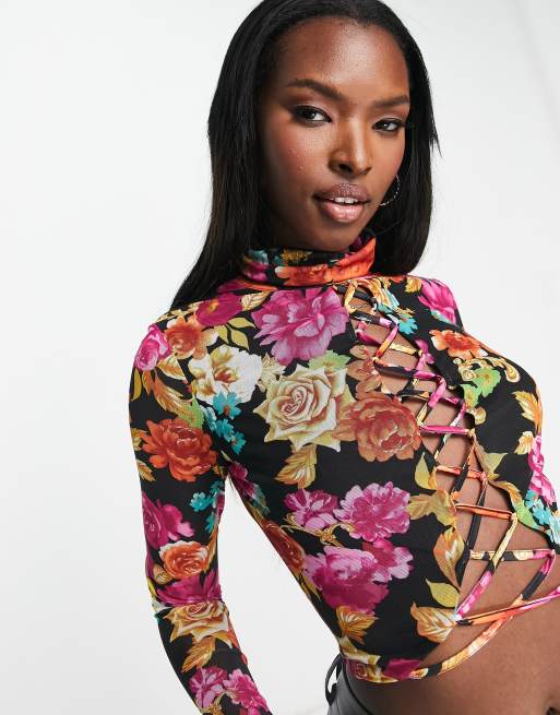 Floral turtleneck outlet