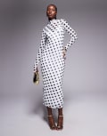 [AFRM] AFRM long sleeve power mesh midi dress in blanc dot-White L Blanc Dot