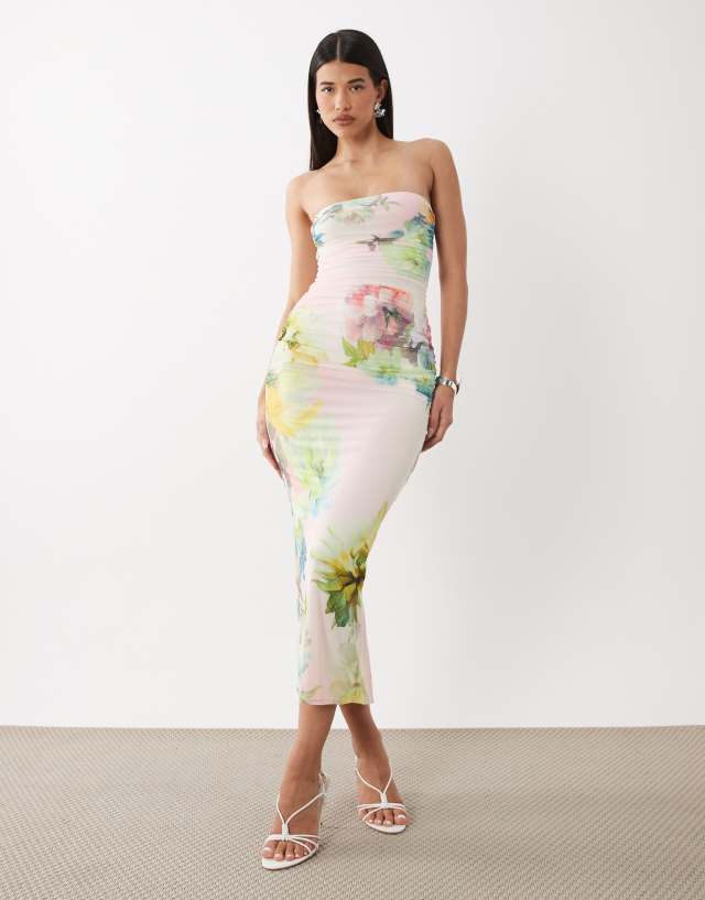 marlo beige wrap dress Afrm Women's - Pink - Size S Waist Size:68 39 1/8” 88% polyester Swim: Cover-Ups midi dress lavender Puff-Sleeve