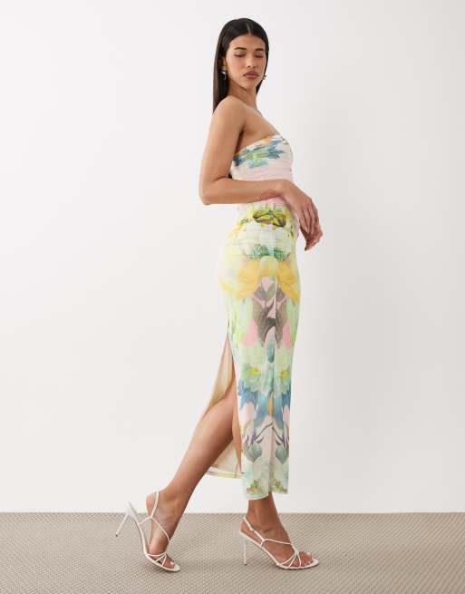 AFRM - Marlo - Robe bandeau longue en tulle à imprimé fleurs - Rose, 3 de 4