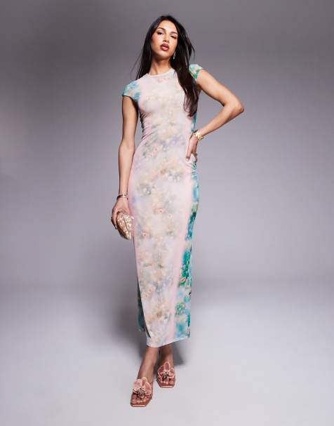 AFRM – Maxikleid mit Nebel-Print und Rundhalsausschnitt - view 1