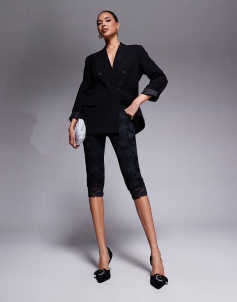 AFRM Mikeala lace capri pants in black - view 1
