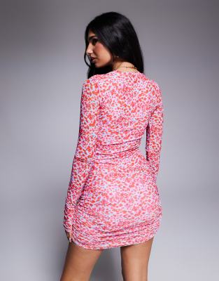 chinese dress ladies HARPER LONG SLEEVE MESH MINI DRESS  AKIRA