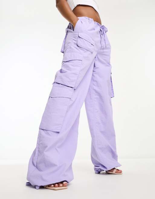 LAVENDER DREAMS TWILL CARGO PANTS IN PURPLE