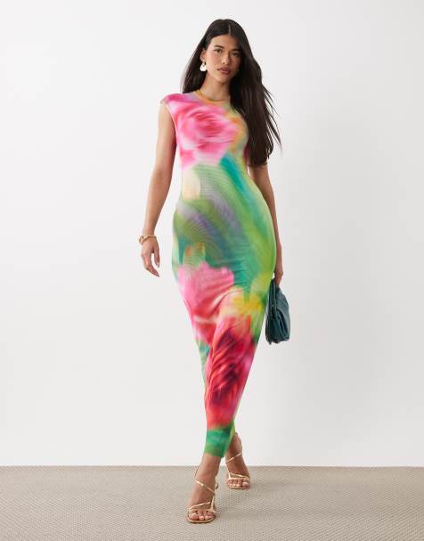 AFRM – Mylo – Midaxi-Kleid aus Netzstoff mit Flügelärmeln und abstraktem Blumenmuster - view 1