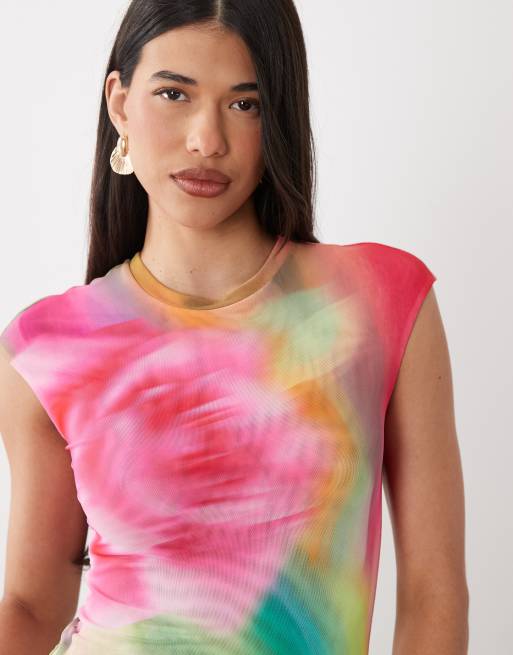 AFRM Mylo printed mesh cap sleeve maxi dress in abstract floral print, 2 of 4