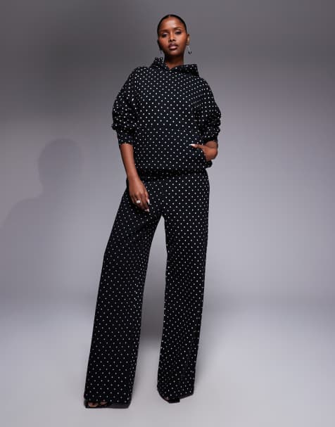 AFRM oversized hoodie and tracksuit set in black polka dot - view 1