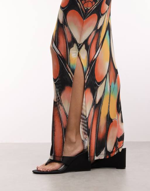 AFRM Phyll mesh boat neck long sleeve maxi dress in all over butterfly print, 3 of 4