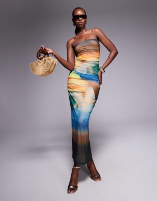 Afrm Power Mesh Cap Sleeve Midaxi Dress