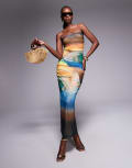 [AFRM] AFRM power mesh cap sleeve midaxi dress in ocean ombre print-Multi XS Ocean Ombre