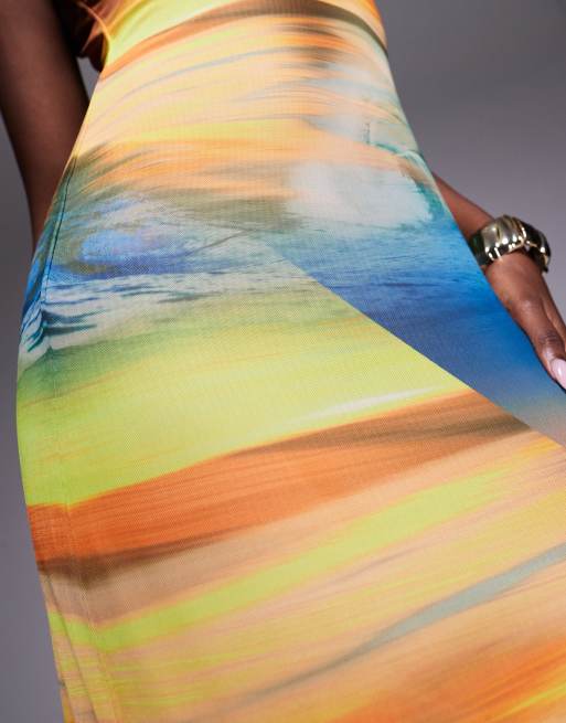 AFRM power mesh maxi dress in ocean ombre print