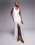 [AFRM] AFRM power mesh micro ruffle maxi dress in white M Gardenia