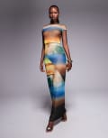 [AFRM] AFRM power mesh midaxi dress in ocean ombre print-Multi M Ocean Ombre