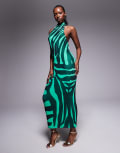 [AFRM] AFRM power mesh midi dress in green zebra M Green zebra