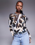 [AFRM] AFRM power mesh top in shadow floral-Multi M Shadow floral