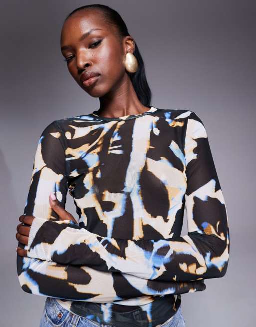 AFRM power mesh top in shadow floral