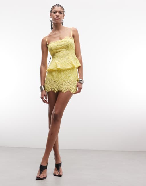 AFRM - Presley - Gonna pantalone corta in pizzo giallo acceso in coordinato