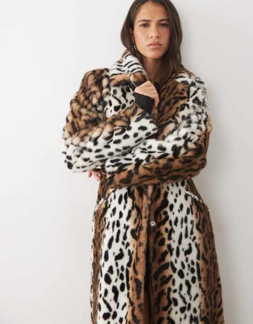 AFRM Rani faux fur maxi coat in leopard, 2 of 4