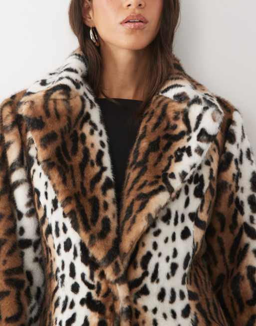 AFRM Rani faux fur maxi coat in leopard, 3 of 4