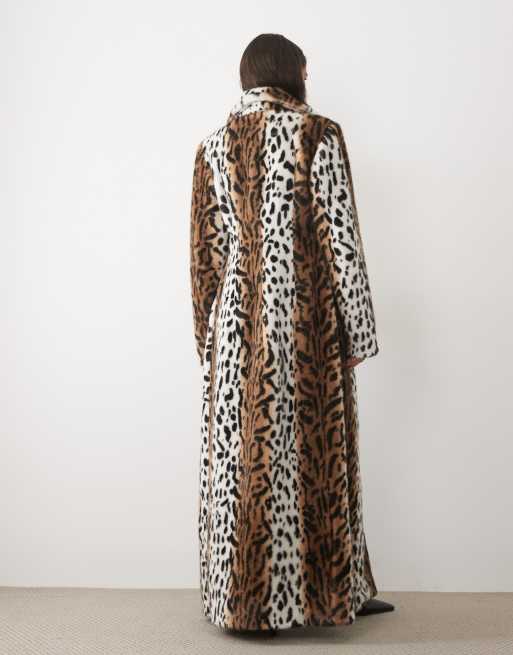 AFRM Rani faux fur maxi coat in leopard, 4 of 4