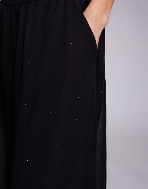 AFRM rhinestone full trouser pant in black, 5 of 5