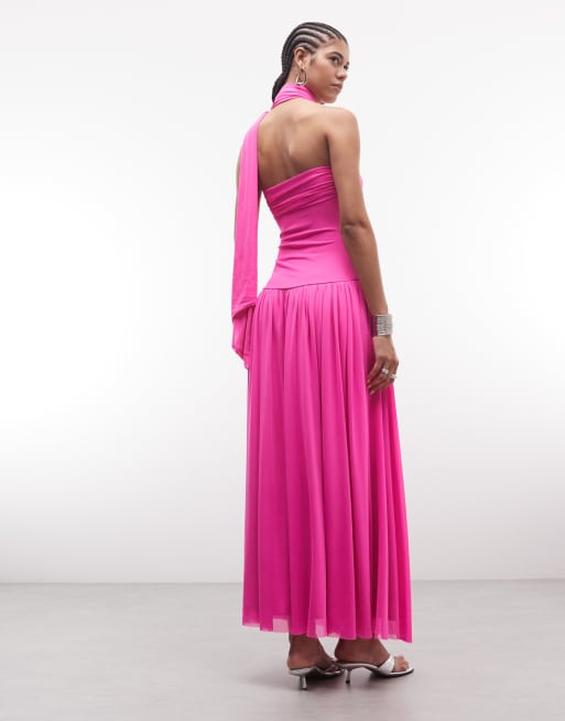 halter top black dress Fiona Side Drape Halter Gown by Jewel Badgley Mischka main image 0