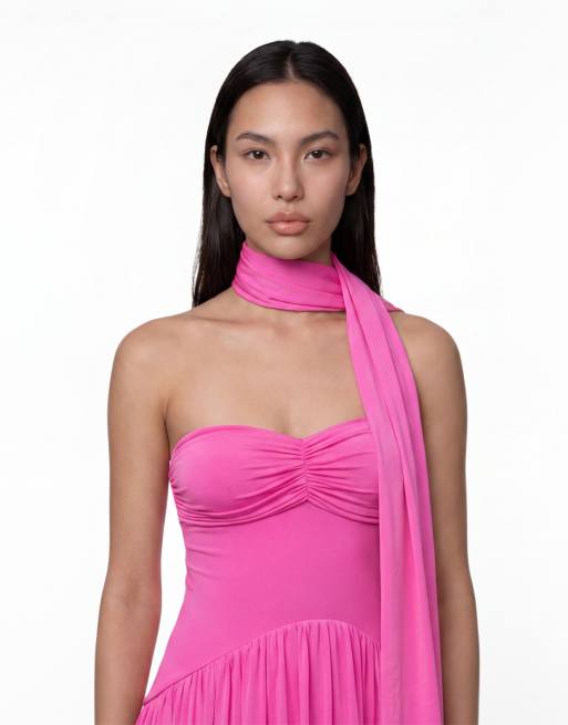 AFRM – Rori – Rosa maxiklänning i bandeau-modell med avtagbar scarf och skulpterad midja, 3 av 4
