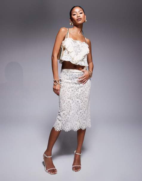 AFRM ruffle lace set in cream - view 1