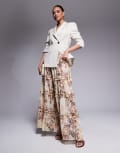 [AFRM] AFRM Sabina tiered maxi skirt with built in shorts in snake print (part of a set)-Multi XS Shine Snake