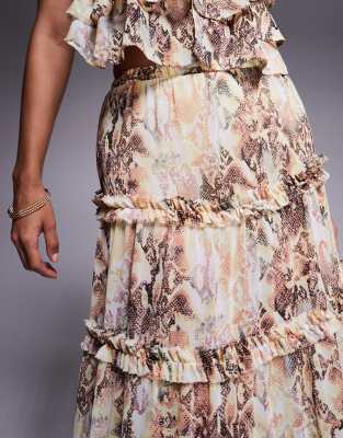 AFRM SABINA TIERED MAXI SKIRT WITH BUILT-IN SHORTS 