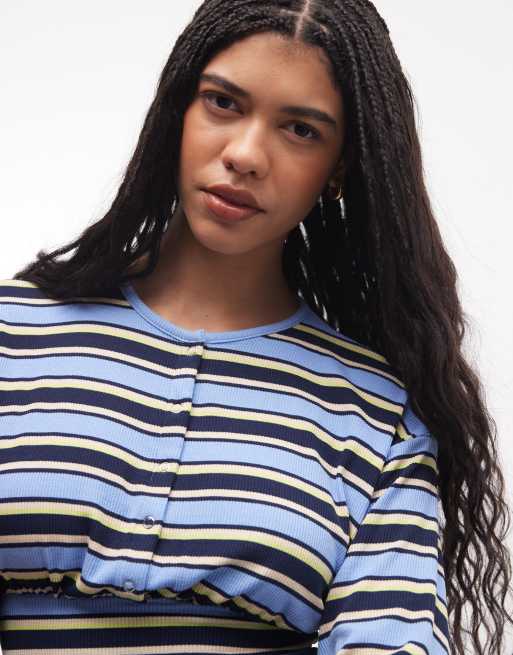 AFRM Selma ribbed knit cardigan blue stripe (part of a set), 3 of 4