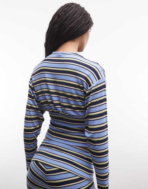 AFRM Selma ribbed knit cardigan blue stripe (part of a set), 4 of 4