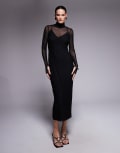 [AFRM] AFRM Shailene high neck mesh midi dress in black M Black