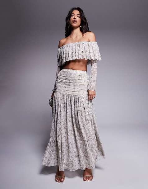 AFRM sheer lace co-ord in cream - view 1