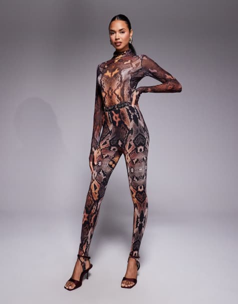 AFRM stirrup leggings with belt in snake print - part of a set - view 1