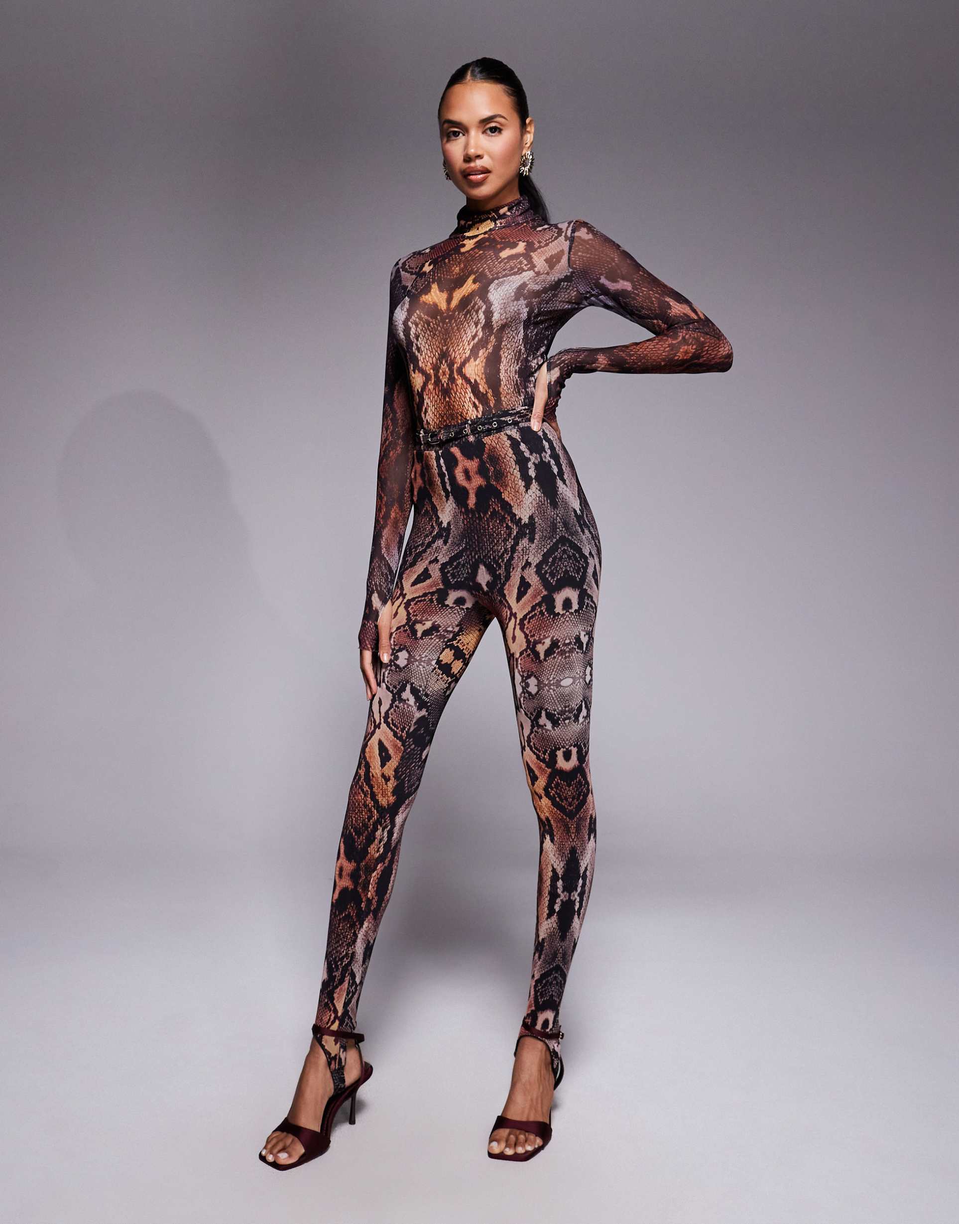 afrm stirrup leggings with belt in snake print - part of a set