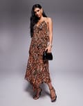 [AFRM] AFRM tie back ruffle maxi dress in ombre zebra-Orange XXL Ombre Zebra