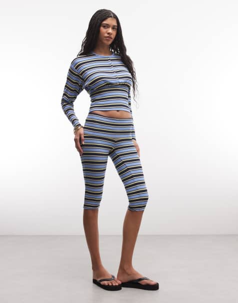 AFRM top & capri pants stripe set in blue - view 1