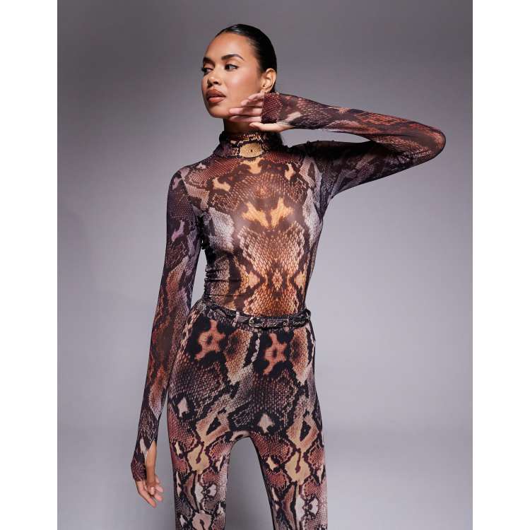 AFRM turtle neck long sleeve top in snake print - part of a set | ASOS