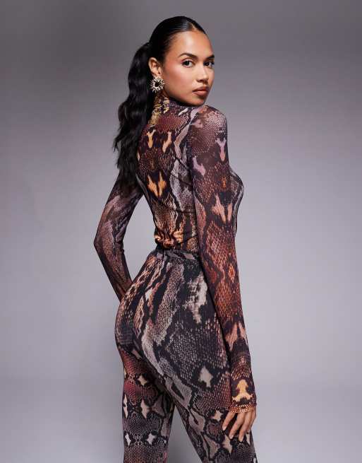 AFRM turtle neck long sleeve top in snake print - part of a set | ASOS