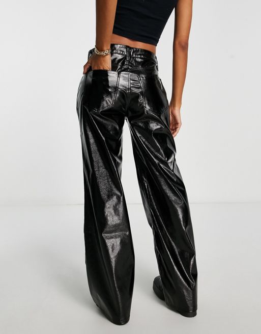 Scoop Women's Faux Leather Wide Leg Pants, Sizes XS-XXL