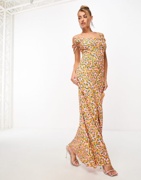 AFRM Vera ditsy print maxi dress in pink 