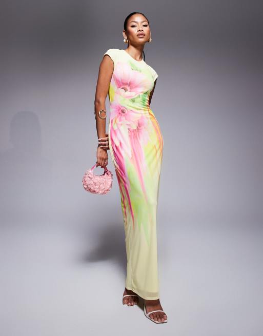 AFRM - Vestito lungo color limone a fiori