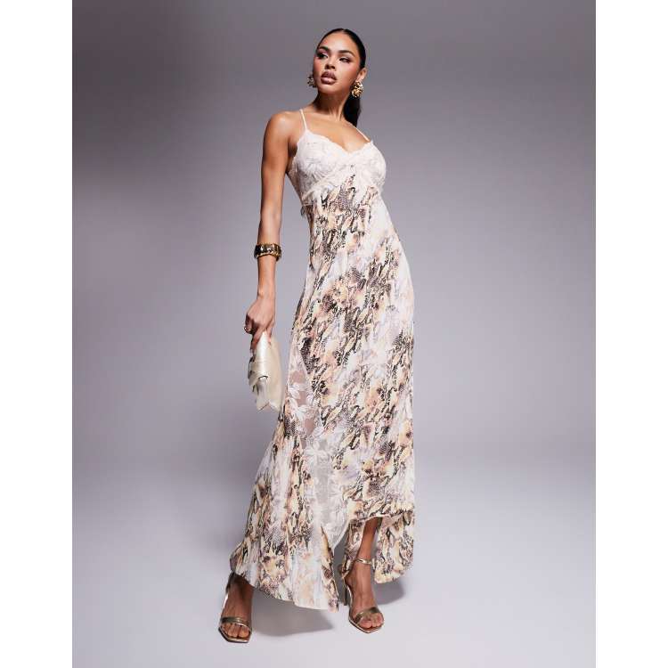 ワンピース Lace Trimmed Floral Dress pistachio S Lace Trimmed Floral Dress pistachio S（herlipto Lace Trimmed