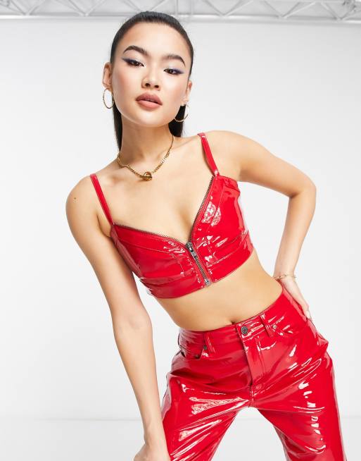 Red cheap vinyl bralette