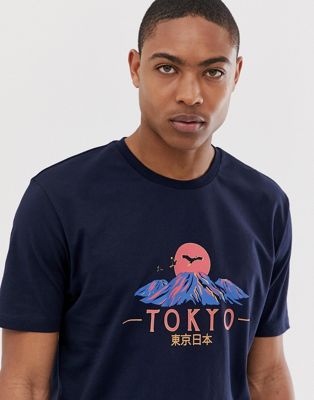 Afslappet t-shirt med Tokyo-print fra ASOS DESIGN-Marineblå