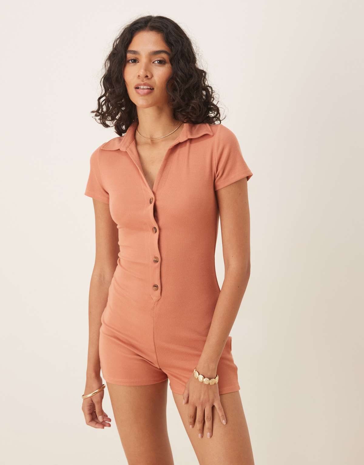 Agon Bitton front playsuit in dusty rose